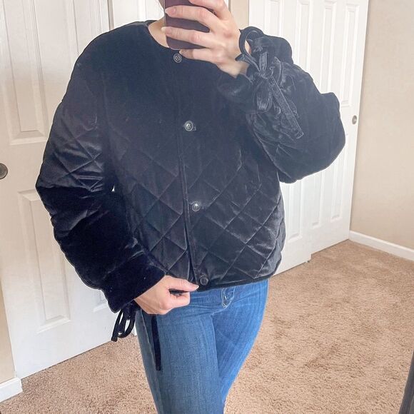 Something Navy Quilted Velour Jacket Black XXL - Picture 2 of 12
